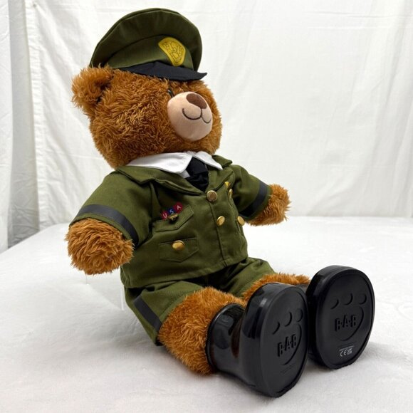 Build A Bear 16" Plush Toy Brown Bear with Army Officer Uniform Hat Boots - Picture 3 of 11